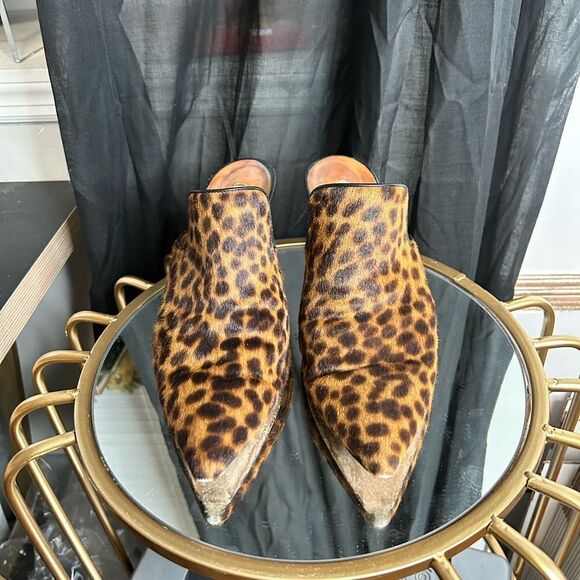 Veronica Beard Leopard Print Pony Hair Mules - Picture 5 of 5